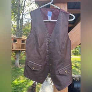 Vintage Brown Leather Vest Retro Vest y2k grunge